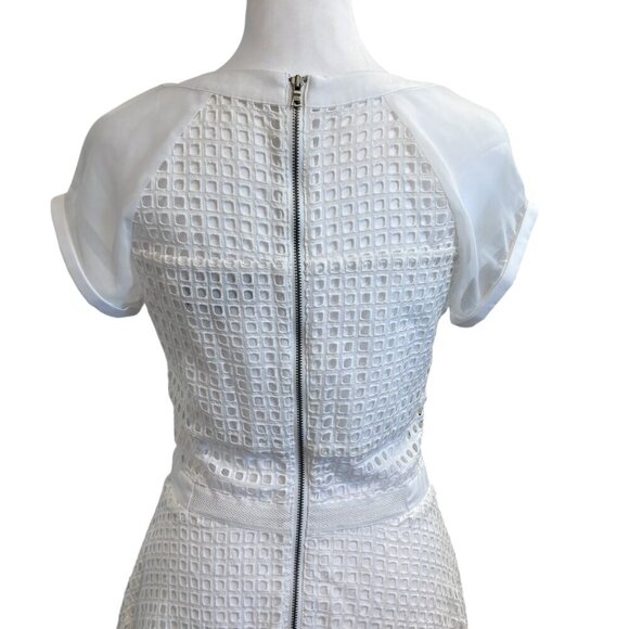 Sam Edelman Dress Women's Embroidered Short Sleeve White Fit And Flare Size 6 - Picture 8 of 8